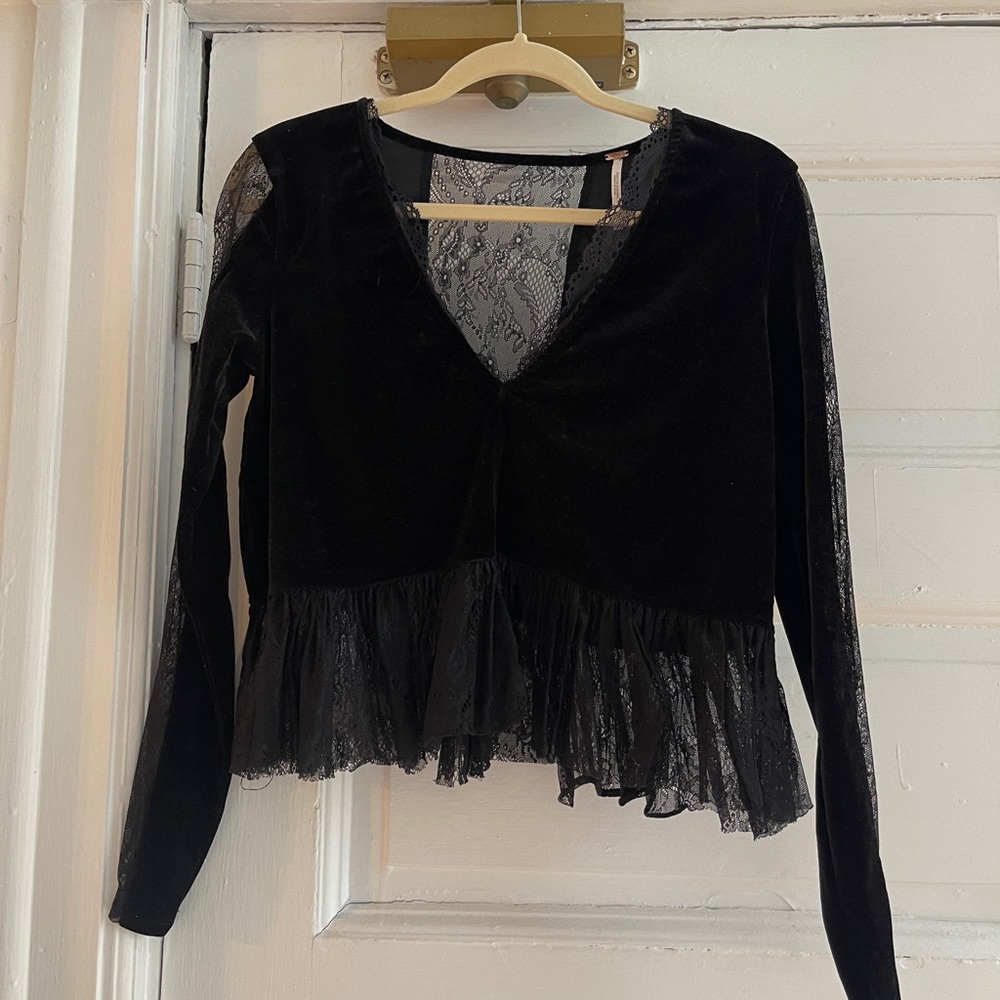 Free People Long Sleeve Lace Top